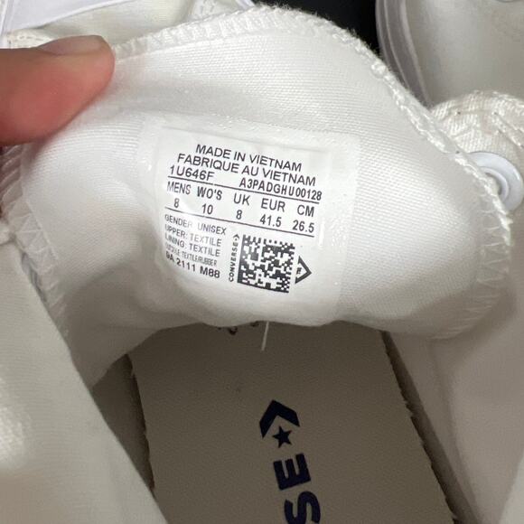 Converse High Top Size 8 Men's White Monochrome Sneakers USED - Picture 6 of 9